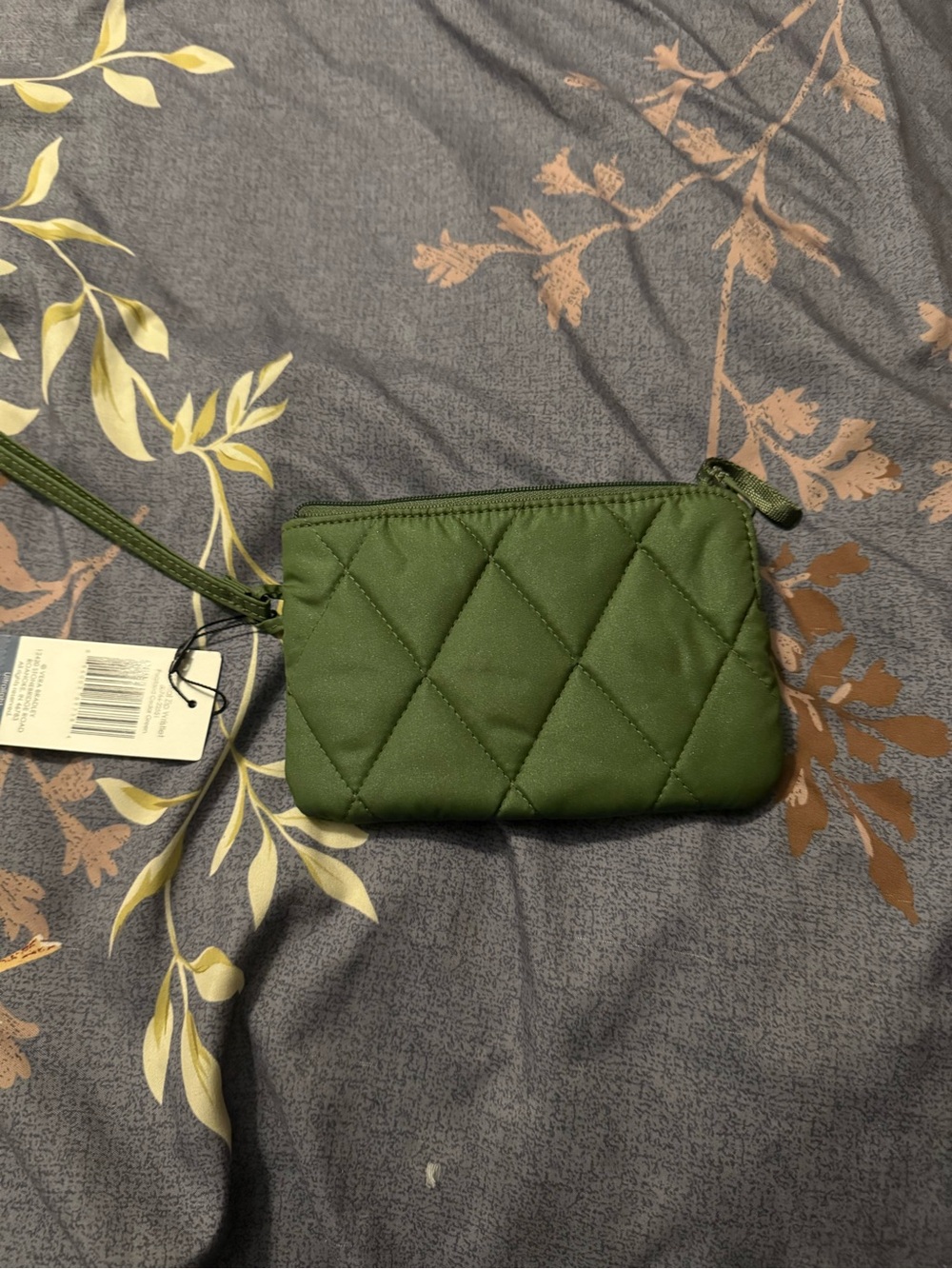 Vera Bradley Quilted Olive Green Wristlet Crossbody